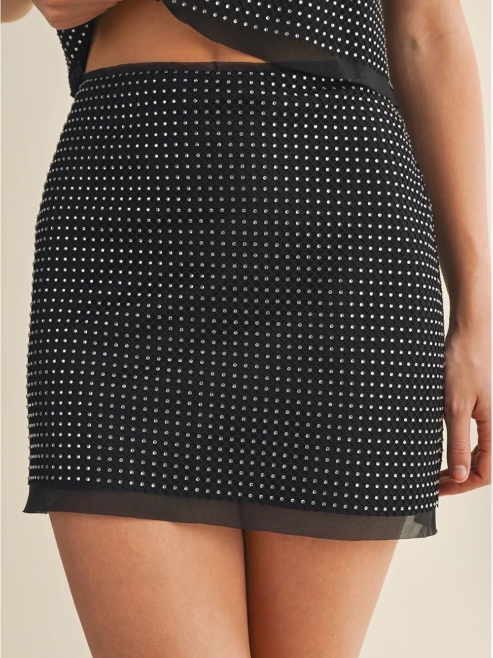 Pookie & Sebastian Embellished Mini Skirt
